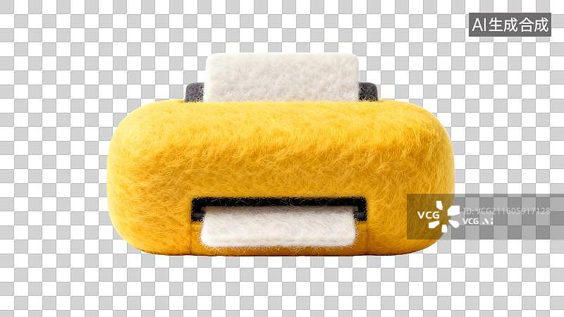 【AI数字艺术】黄色毛绒打印机造型摆件图片素材