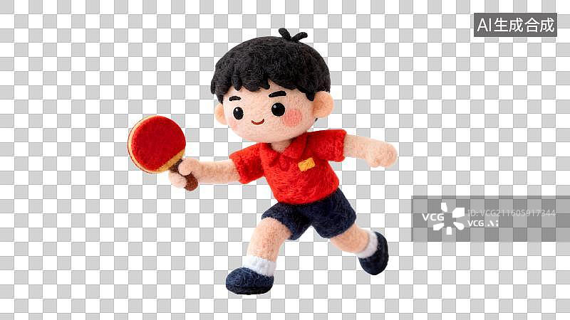 【AI数字艺术】毛绒玩偶打乒乓球图片素材