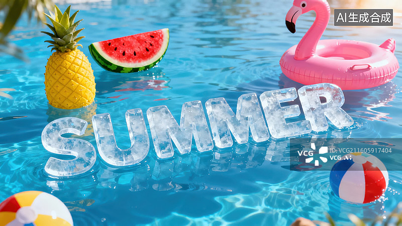 【AI数字艺术】泳池夏日清凉场景图片素材