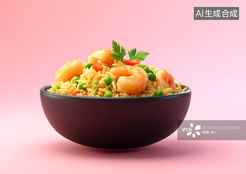 【AI数字艺术】一碗美味的虾仁炒饭图片素材