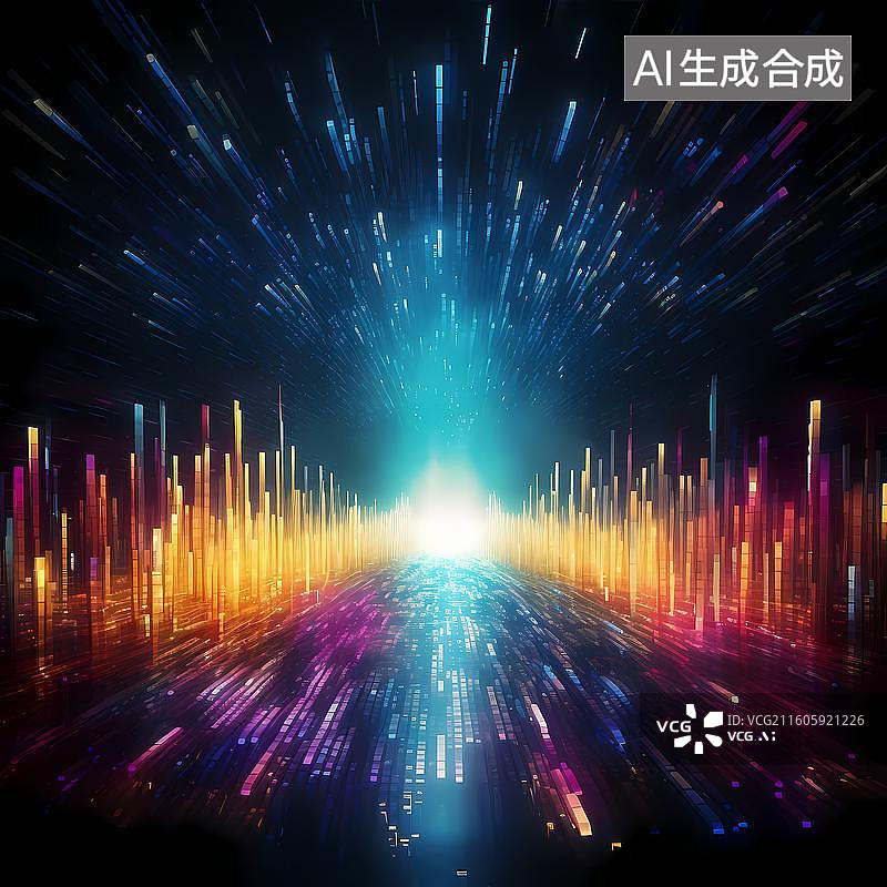 【AI数字艺术】量子计算机量子比特运算网络科技背景图片素材