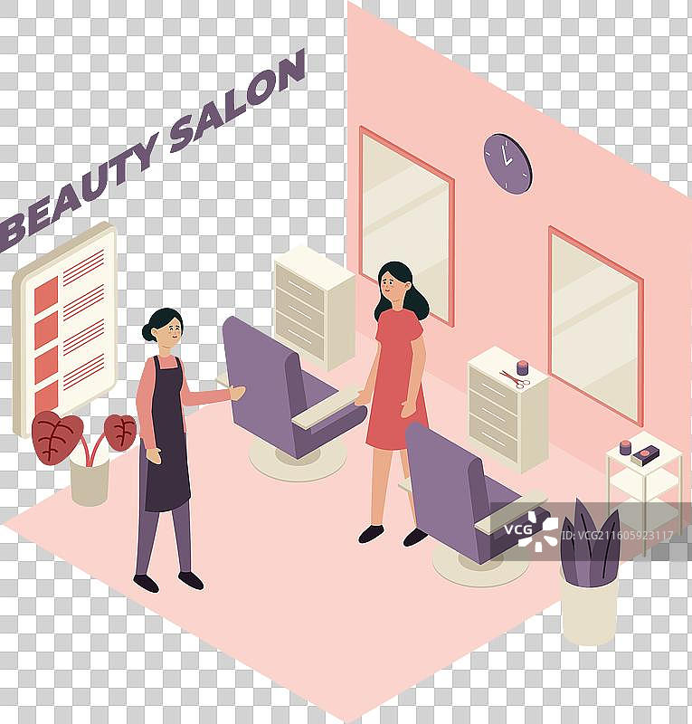 等距美发沙龙概念图片素材
