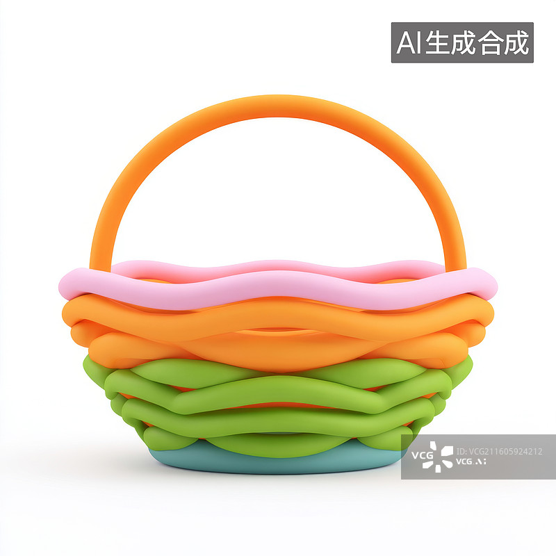【AI数字艺术】彩色的卡通篮子图片素材