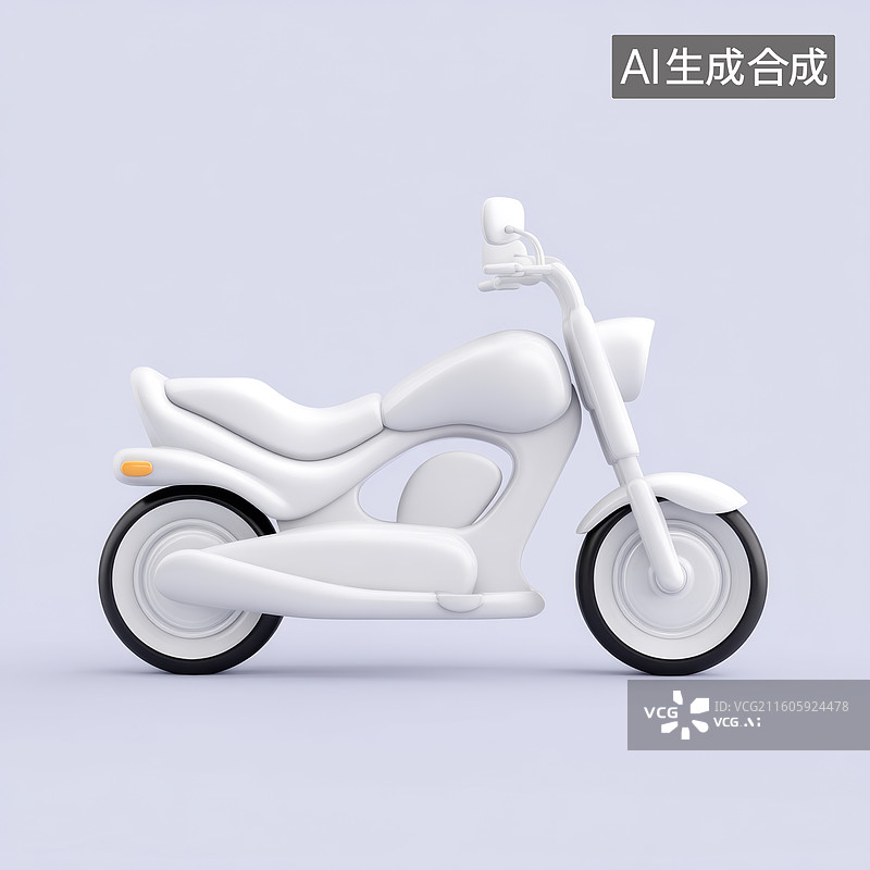 【AI数字艺术】纯白的摩托车模型图片素材