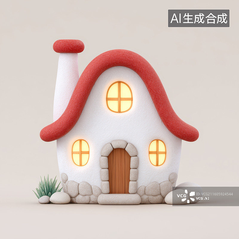 【AI数字艺术】卡通风格的红色房屋图片素材