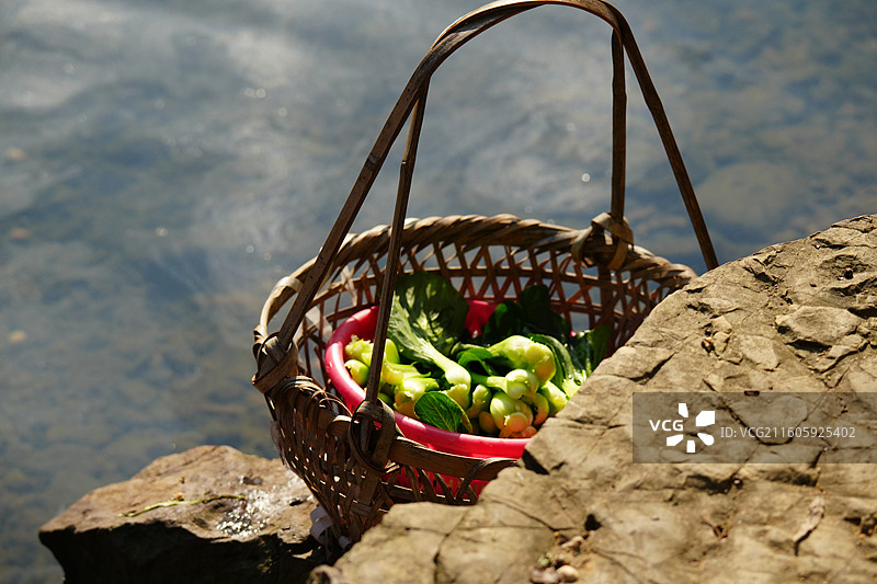 湖州 长兴 八都岕景区 乡村 喝水 青菜 洗菜 生态 自然图片素材