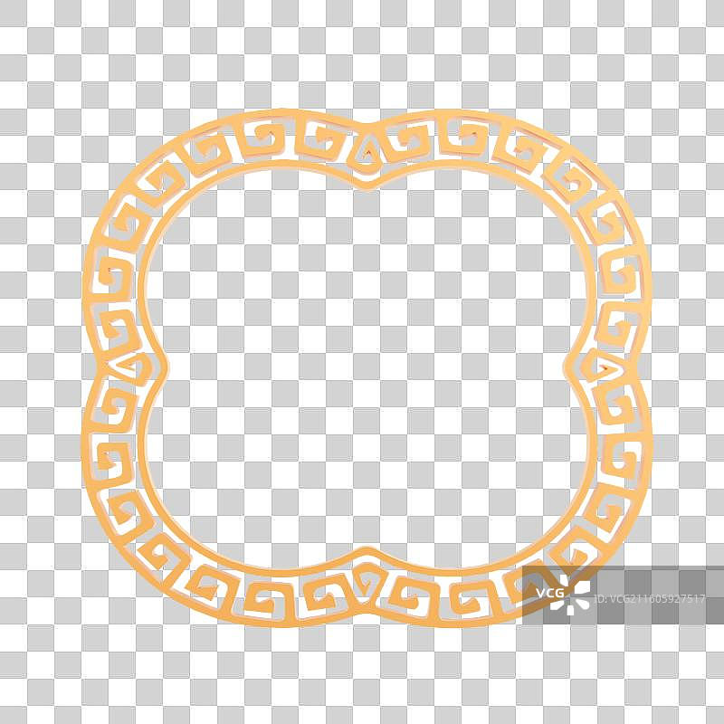 3D金色回字纹边框中国风边框元素图片素材