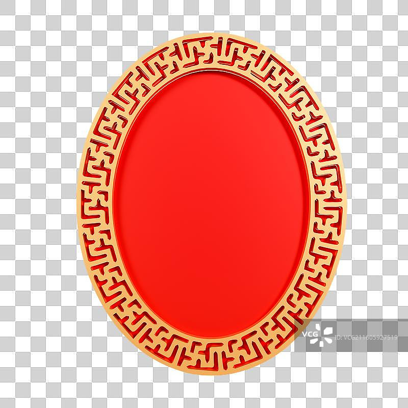 3D金色回字纹边框中国风边框元素图片素材
