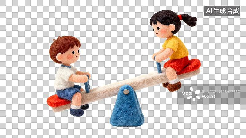 【AI数字艺术】玩偶跷跷板童趣场景图片素材