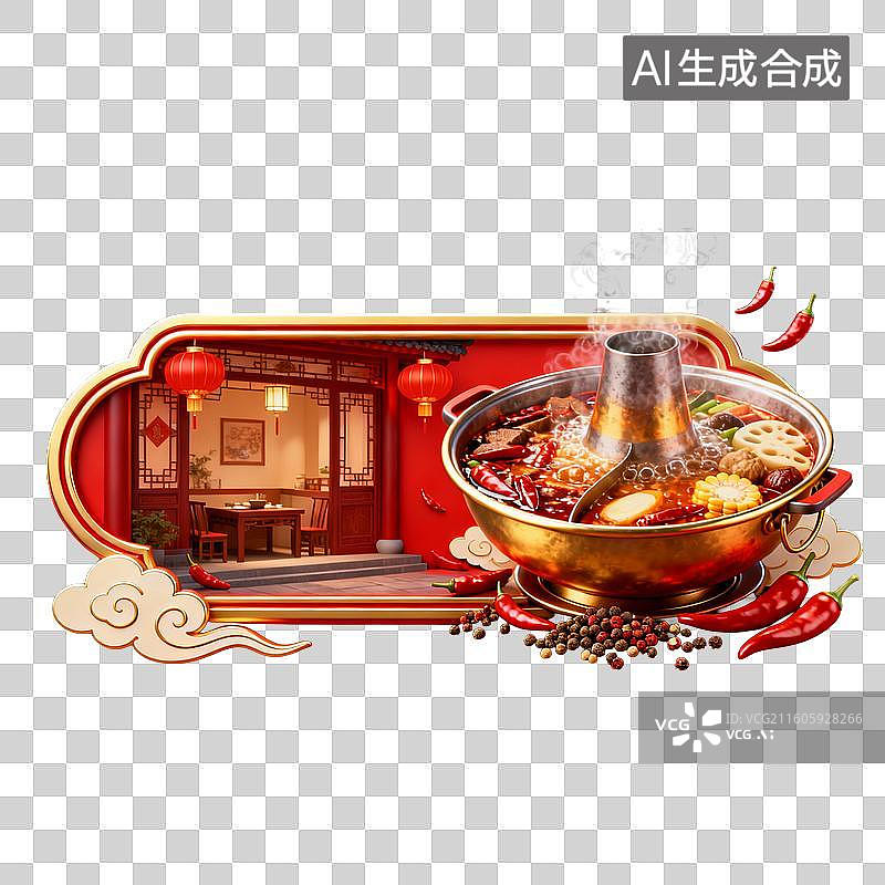 【AI数字艺术】传统中式铜锅火锅与餐厅场景图片素材
