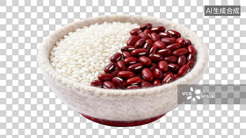 【AI数字艺术】碗中红豆白米混合物  红豆糯米粥图片素材