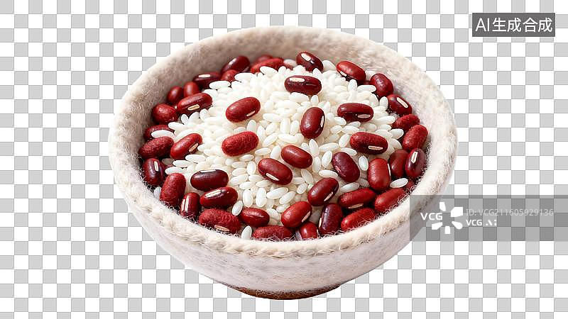 【AI数字艺术】碗中红豆白米混合物  红豆糯米粥图片素材