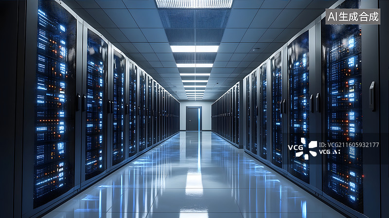 【AI数字艺术】数据机房数据中心AI云存储服务器图片素材