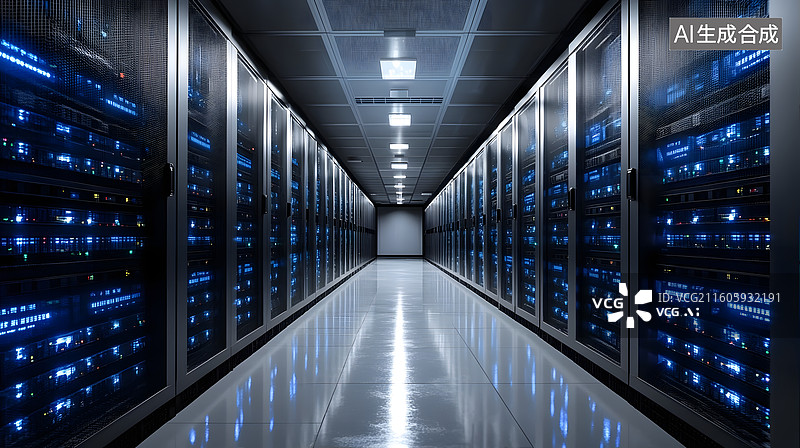 【AI数字艺术】数据机房数据中心AI云存储服务器图片素材