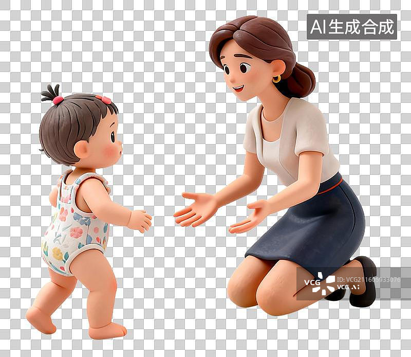【AI数字艺术】女童学走路图片素材