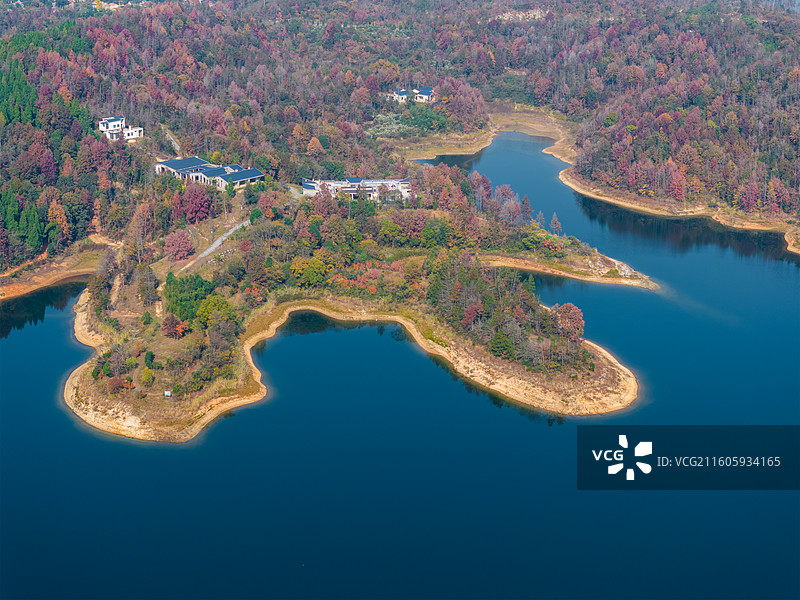 湖北武汉木兰湖风景区深秋风光图片素材