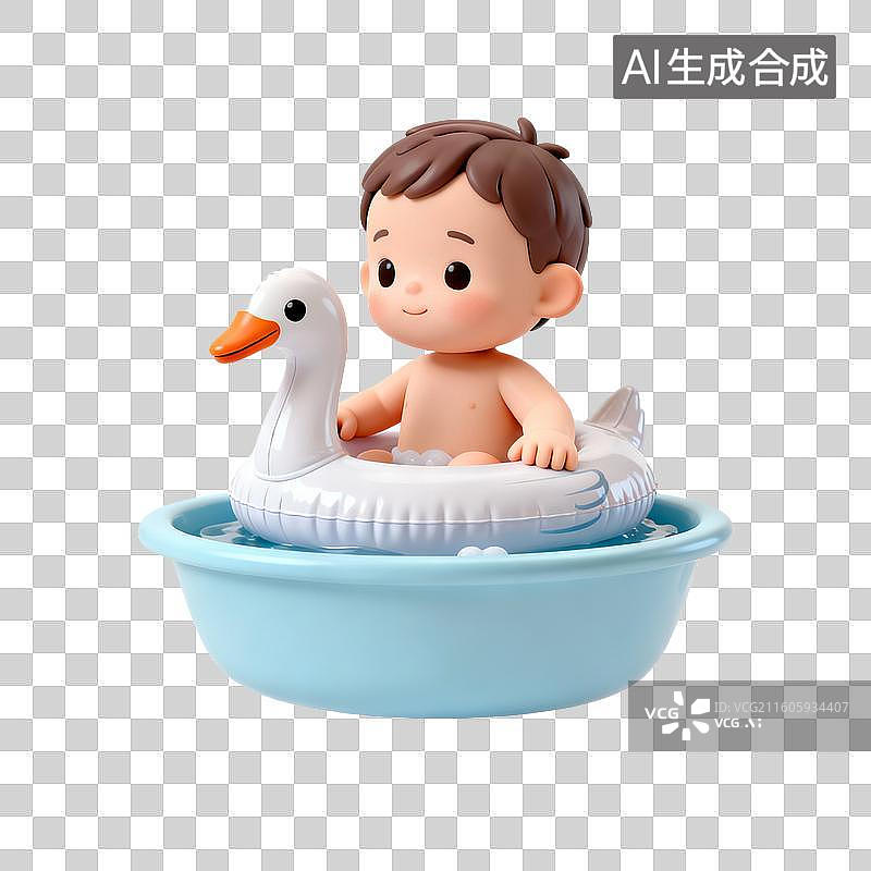 【AI数字艺术】可爱男孩在洗澡图片素材