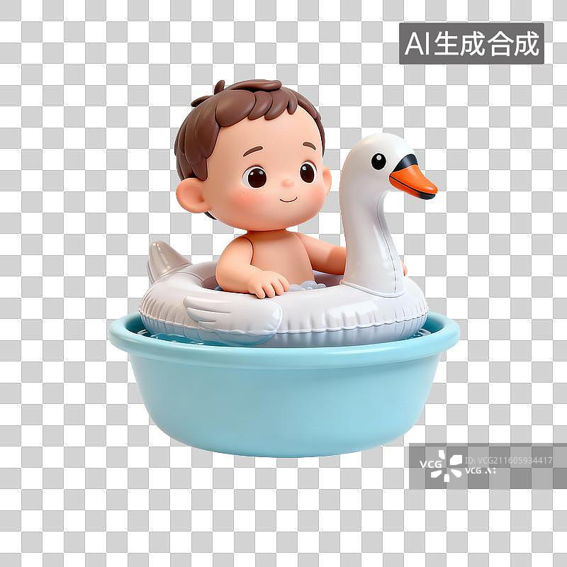 【AI数字艺术】可爱男孩在洗澡图片素材