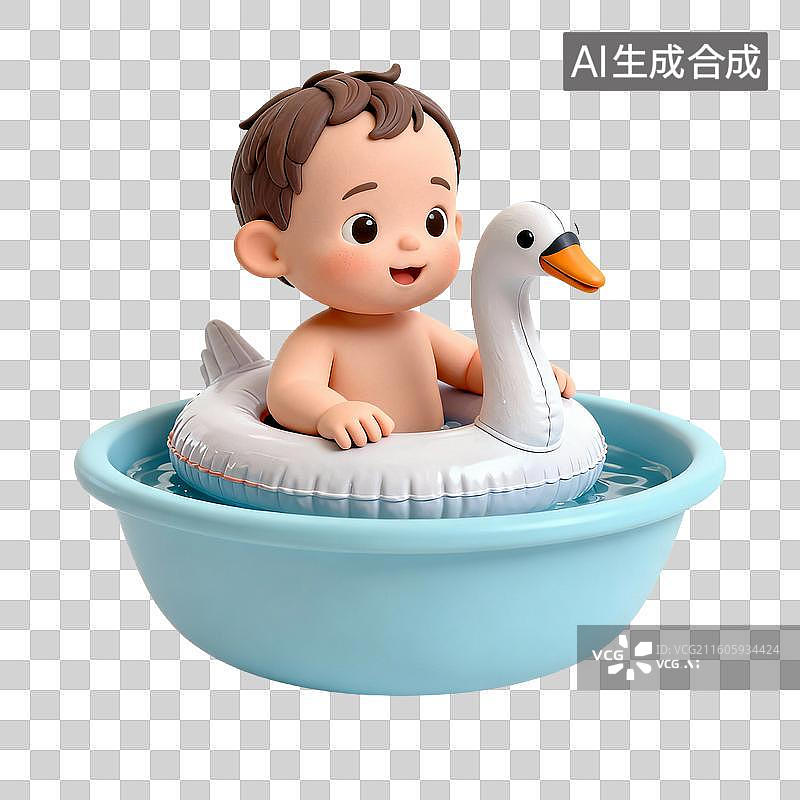 【AI数字艺术】可爱男孩在洗澡图片素材