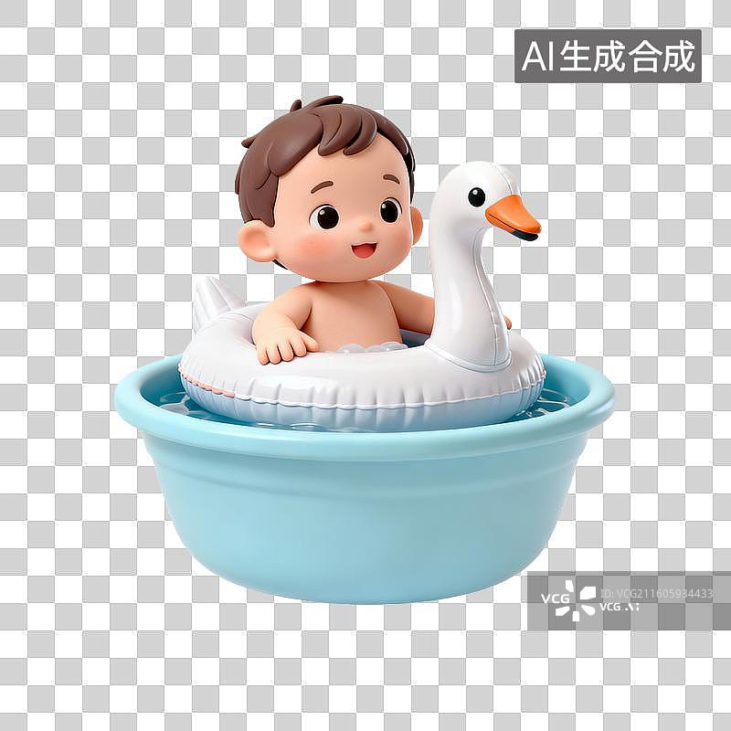 【AI数字艺术】可爱男孩在洗澡图片素材