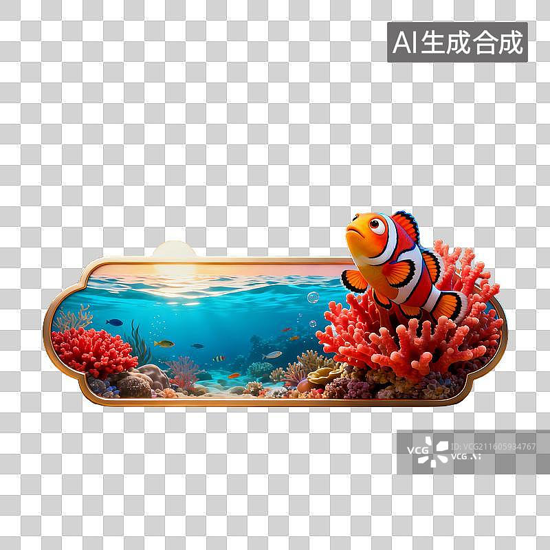 【AI数字艺术】海洋世界中的小丑鱼与珊瑚礁图片素材