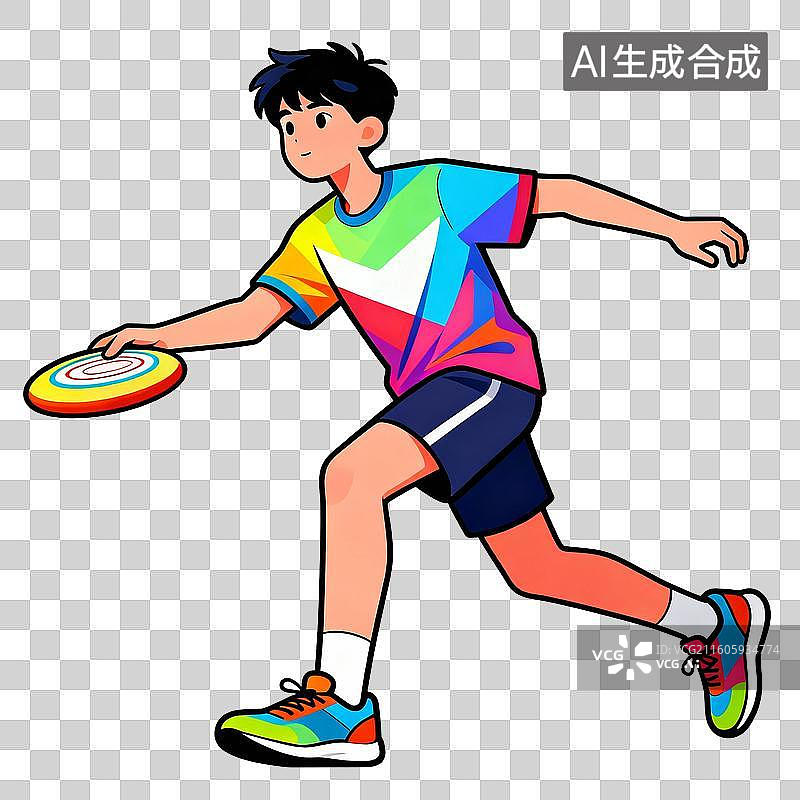 【AI数字艺术】玩飞盘的男孩图片素材