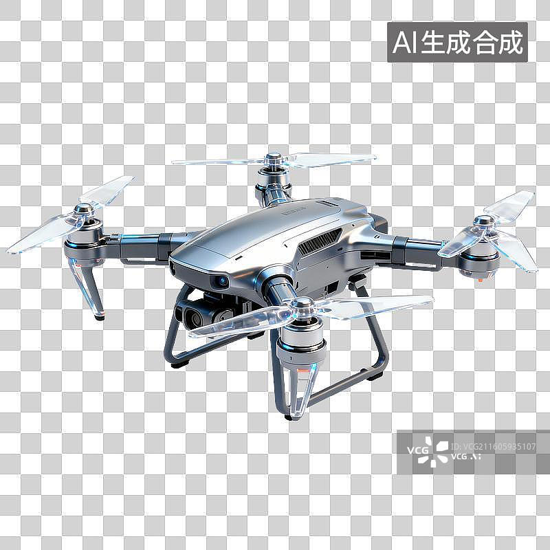 【AI数字艺术】银色四旋翼无人机图片素材