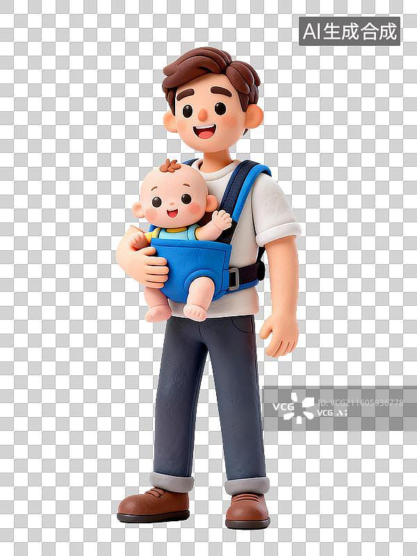 【AI数字艺术】男子怀抱婴儿的温馨画面图片素材