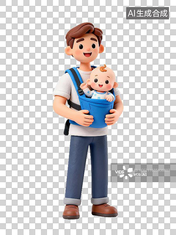 【AI数字艺术】男子怀抱婴儿的温馨画面图片素材