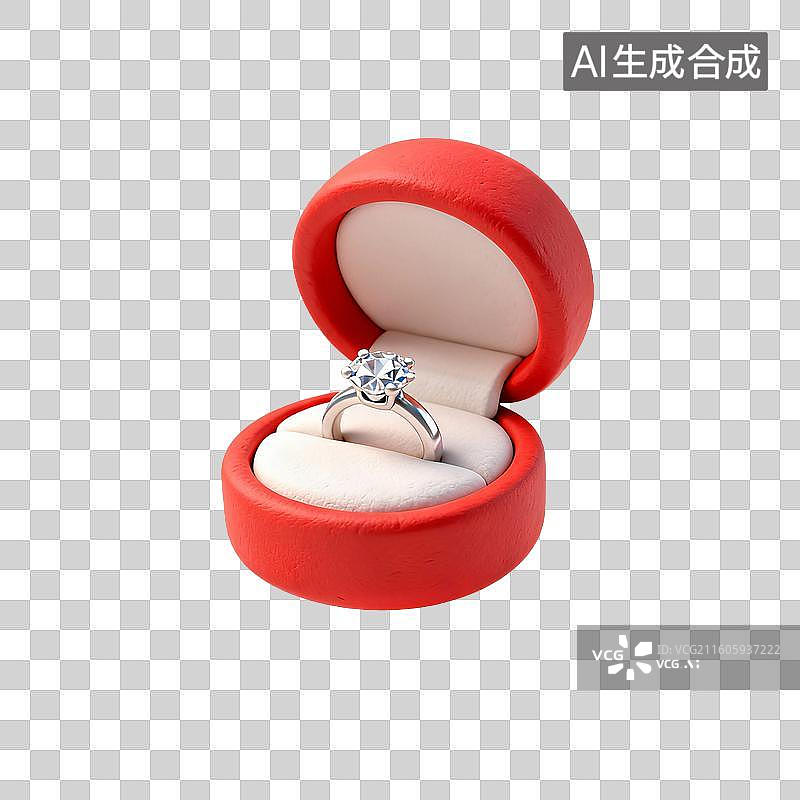 【AI数字艺术】红色盒子中的钻石戒指图片素材