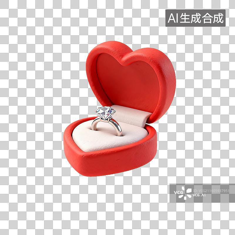【AI数字艺术】心形盒中的钻石戒指图片素材