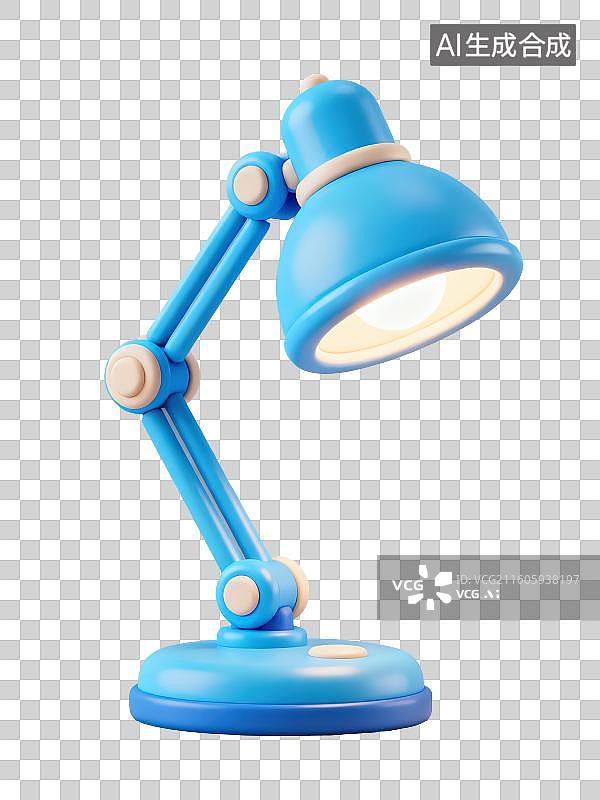 【AI数字艺术】3D渲染免抠图形元素卡通蓝色台灯图片素材