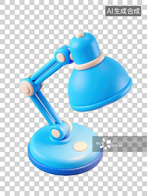 【AI数字艺术】3D渲染免抠图形元素卡通蓝色台灯图片素材