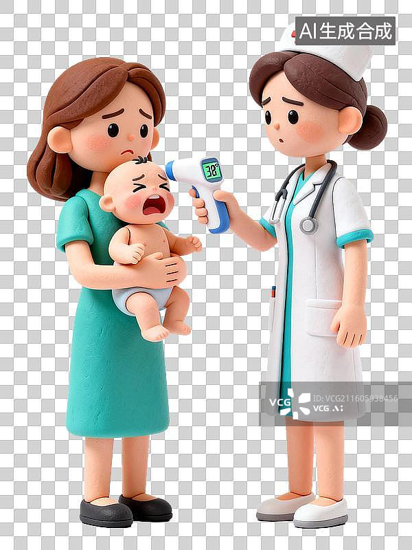 【AI数字艺术】医生用体温计给婴儿测温图片素材