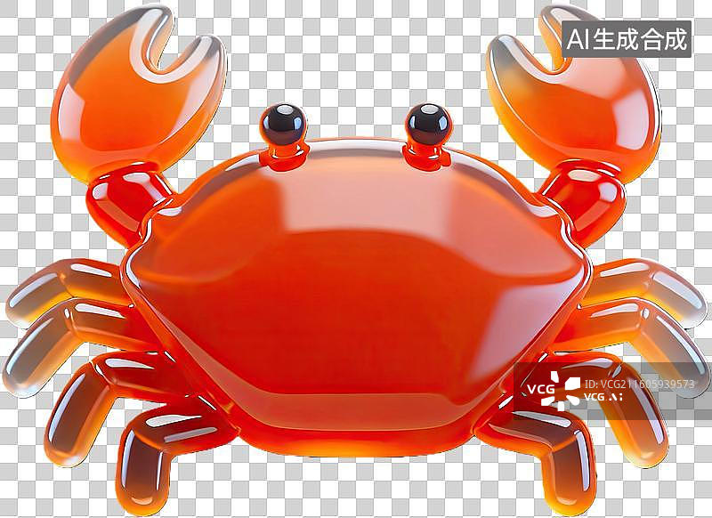 【AI数字艺术】卡通风格橙色螃蟹形象图片素材