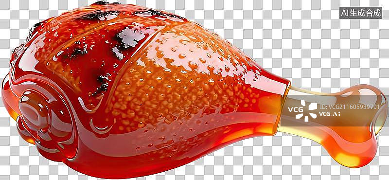 【AI数字艺术】金黄油亮的烤鸡腿特写图片素材