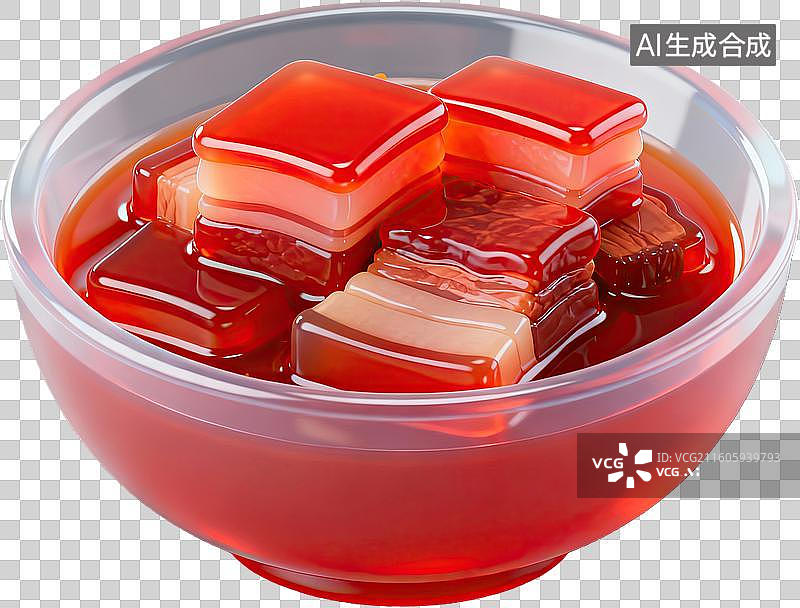 【AI数字艺术】红烧肉块盛于透明碗中图片素材