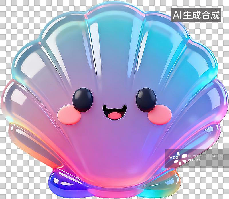 【AI数字艺术】彩色贝壳卡通形象可爱表情图片素材