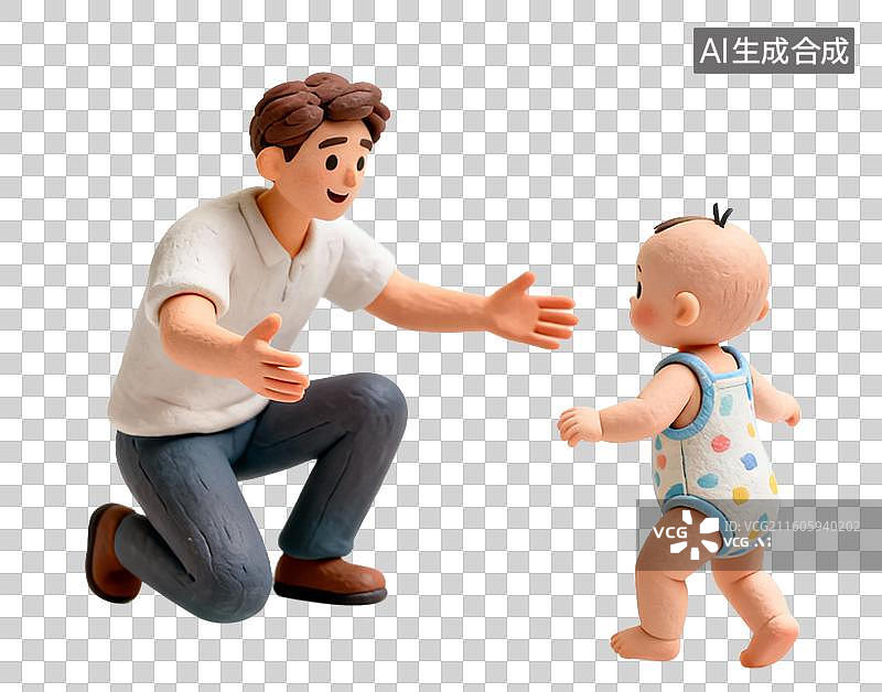 【AI数字艺术】父亲蹲身迎接学步的宝宝父亲蹲身迎接学步的宝宝图片素材