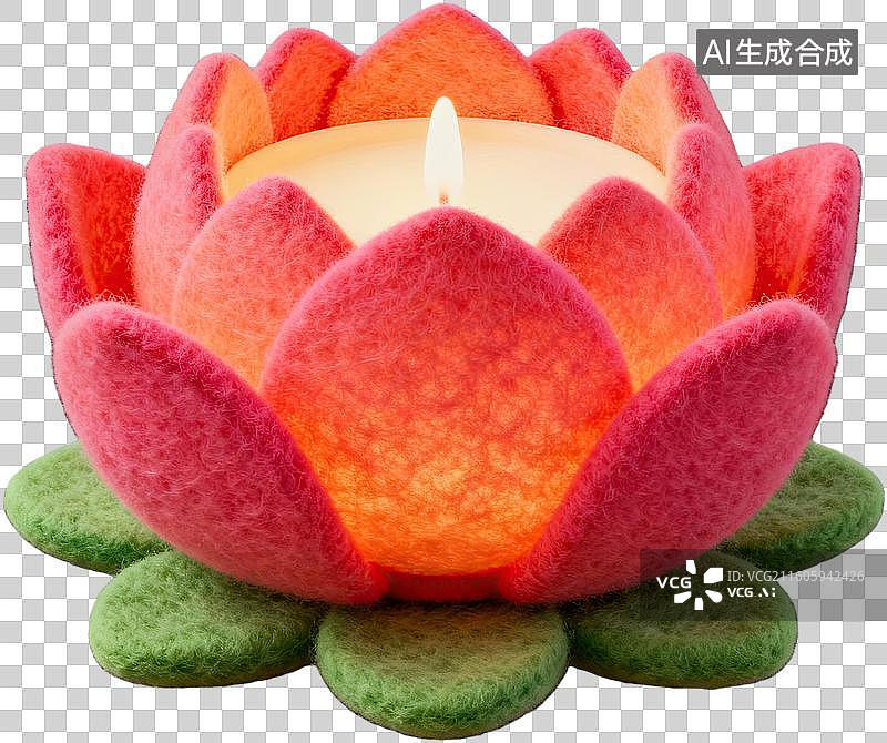 【AI数字艺术】莲花造型蜡烛灯温暖柔和图片素材