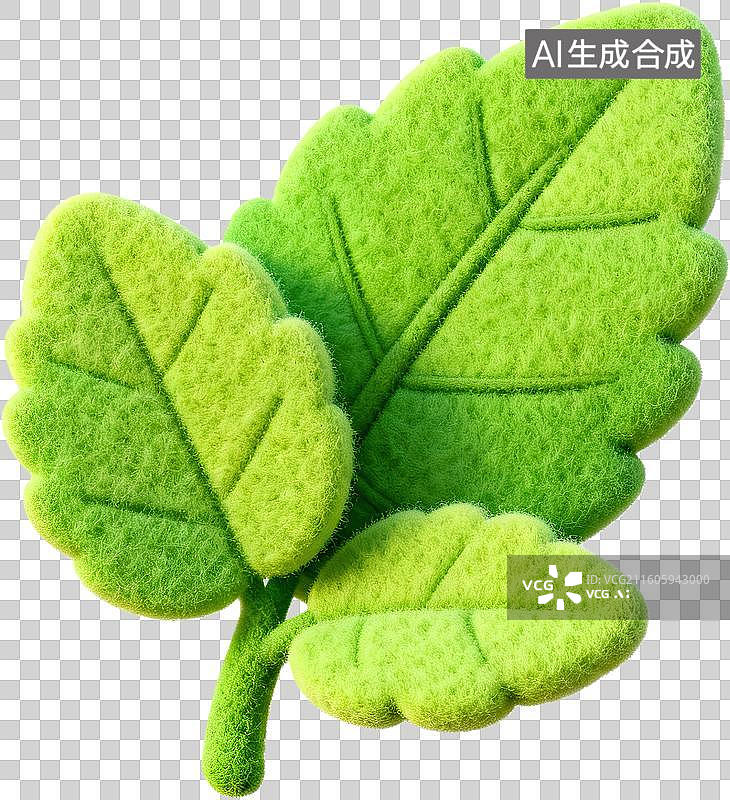 【AI数字艺术】绿色绒布叶子装饰品特写图片素材