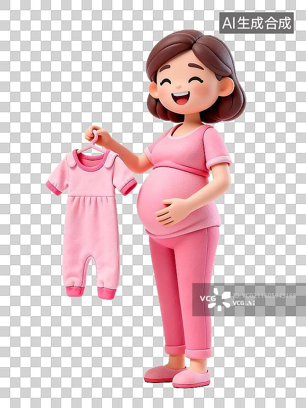 【AI数字艺术】孕妇手持婴儿服展现期待图片素材