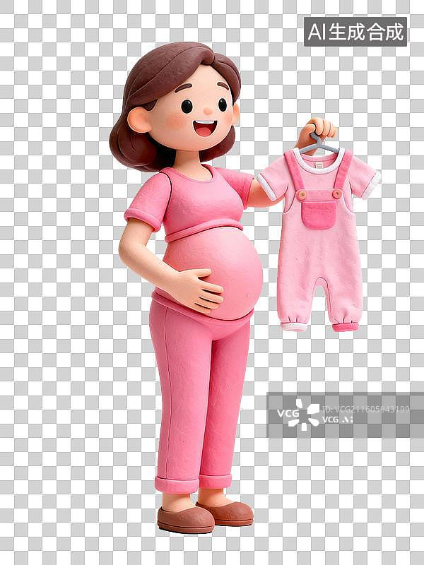 【AI数字艺术】孕妇手持婴儿服展现期待图片素材