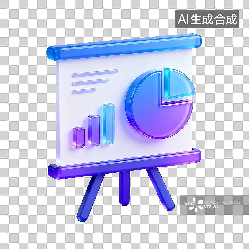 【AI数字艺术】3D渲染，会议投影屏幕，数据分析报表，图形图标，免抠元素图片素材