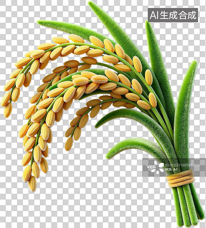 【AI数字艺术】金黄稻穗特写展示丰收景象图片素材