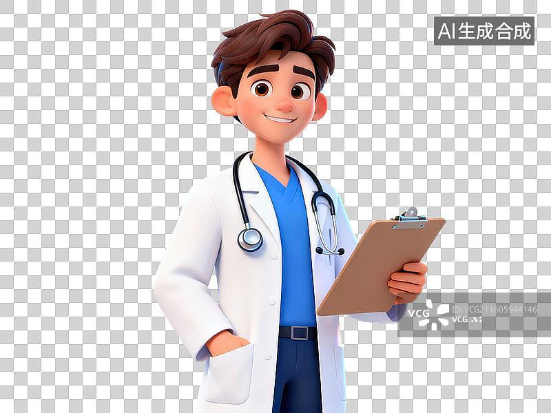 【AI数字艺术】医生手持病历夹微笑站立图片素材