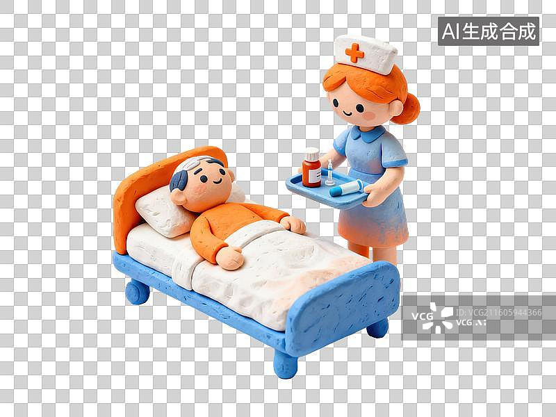 【AI数字艺术】护士照顾病床上的病人图片素材