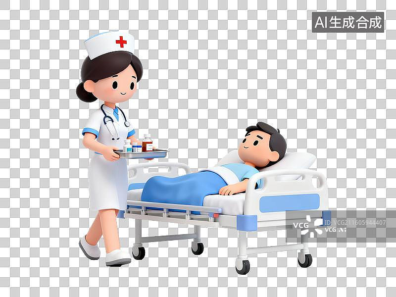 【AI数字艺术】护士照顾病床上的患者图片素材