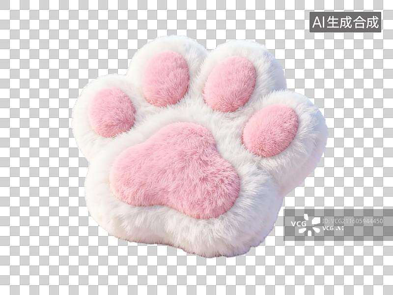 【AI数字艺术】粉色猫爪形状毛绒玩具图片素材