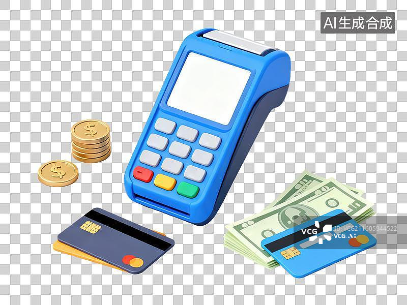 【AI数字艺术】支付终端与货币组合图片素材
